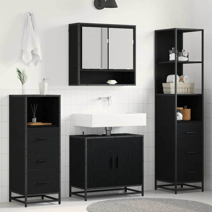 Badkamermeubelset met lade 4 pcs Zwart eiken 65 x 33 x 60 cm