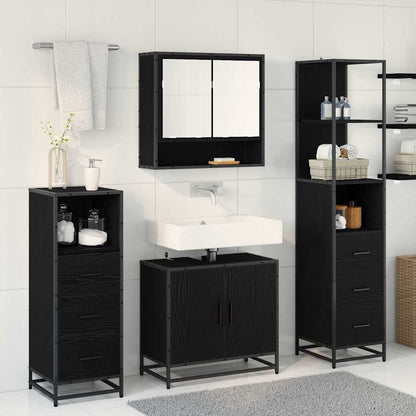 Badkamermeubelset met lade 4 pcs Zwart eiken 65 x 33 x 60 cm