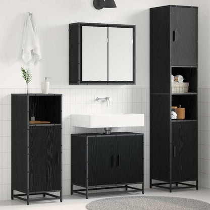 Badkamermeubelset met opslag 4 pcs Zwart eiken 65 x 33 x 60 cm