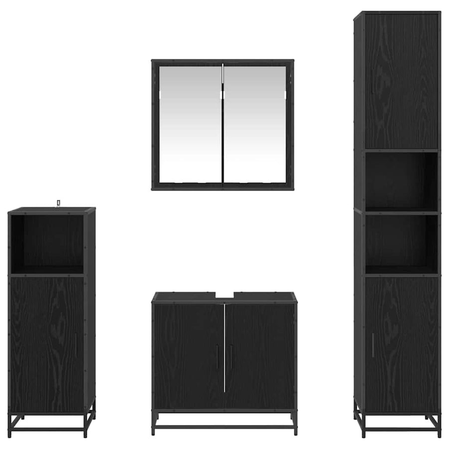 Badkamermeubelset met opslag 4 pcs Zwart eiken 65 x 33 x 60 cm