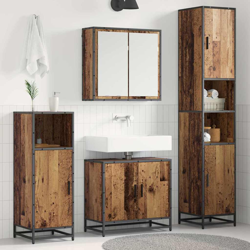 Badkamermeubelset 3 pcs Oud hout 65 x 33 x 60 cm Bewerkt hout