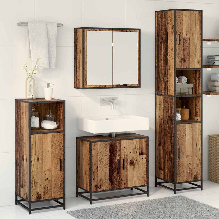 Badkamermeubelset 3 pcs Oud hout 65 x 33 x 60 cm Bewerkt hout