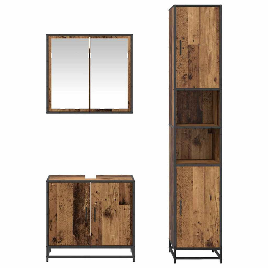 Badkamermeubelset 3 pcs Oud hout 65 x 33 x 60 cm Bewerkt hout