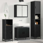 Bathroom furniture set with shelf 3 pcs Black Oak Engineered Wood