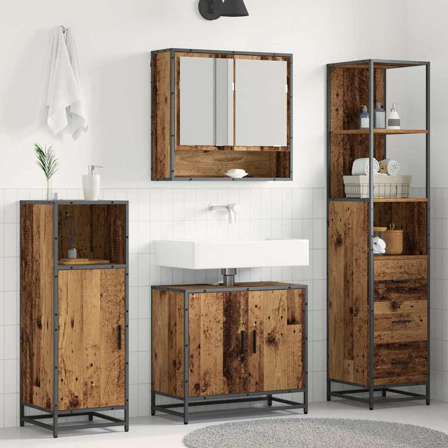 Badkamermeubelset met lade 3 pcs Oud Hout Bewerkt hout