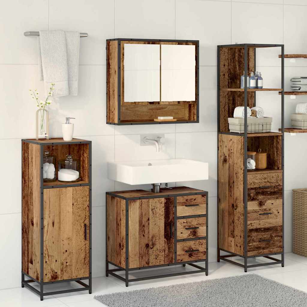 Badkamermeubelset met lade 3 pcs Oud Hout Bewerkt hout