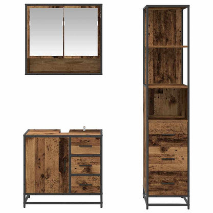 Badkamermeubelset met lade 3 pcs Oud Hout Bewerkt hout
