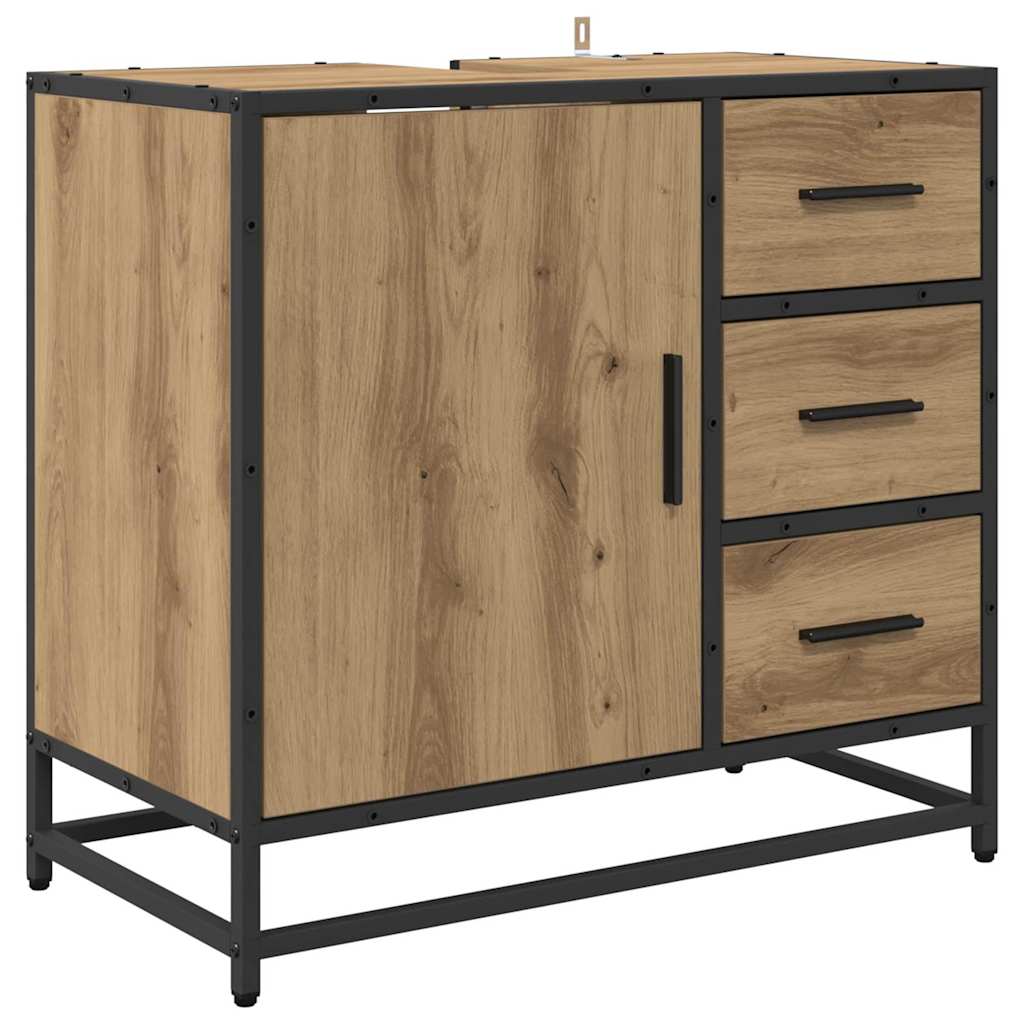 Badkamermeubelset met lade 3 pcs Artisan Eiken Bewerkt hout