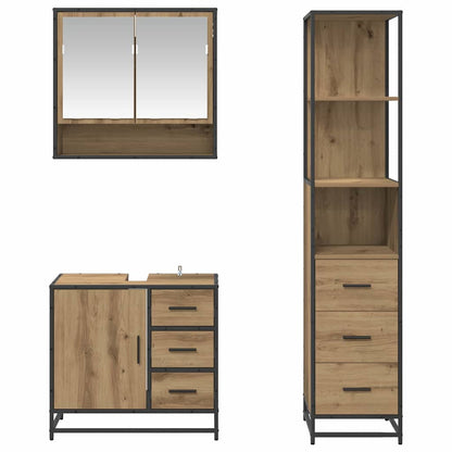 Badkamermeubelset met lade 3 pcs Artisan Eiken Bewerkt hout