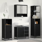 Bathroom furniture set with drawer 3 pcs Black Oak Engineered wood