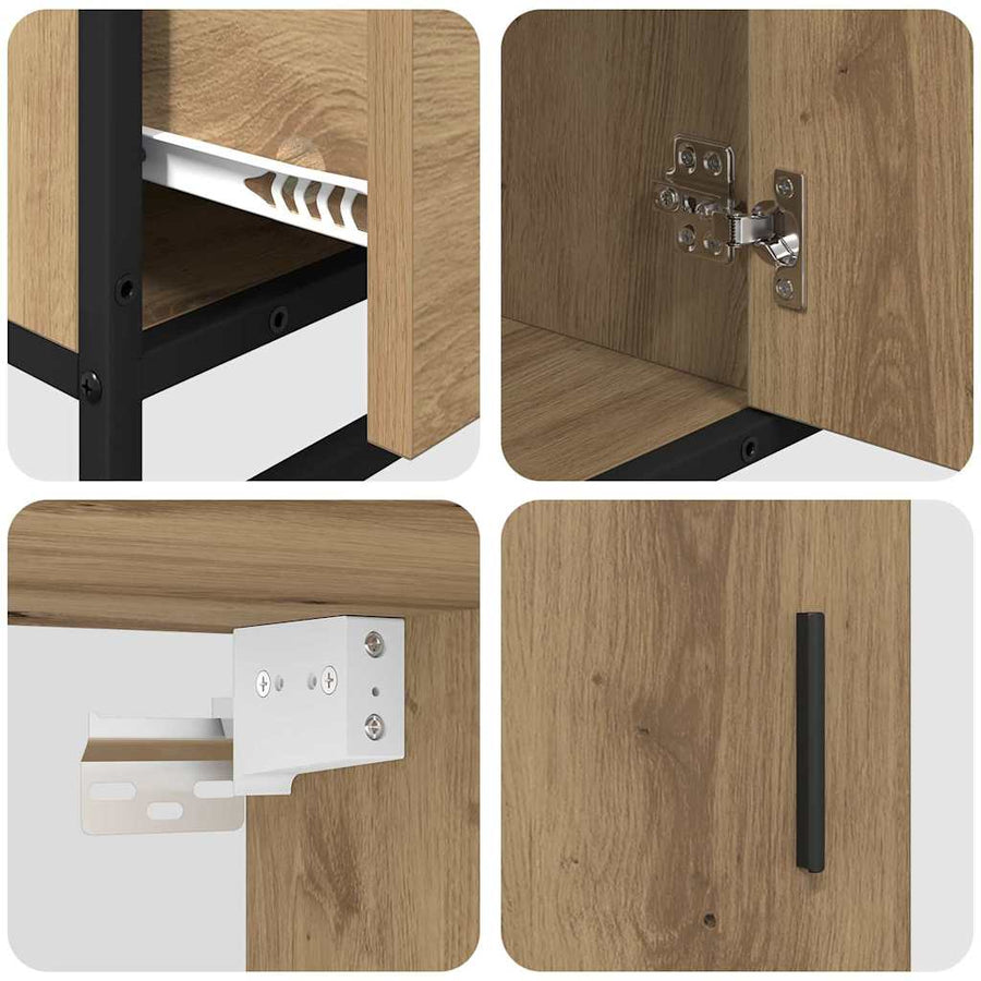 Badkamermeubelset 3 pcs artisanaal eikenkleurig 80 x 33 x 60 cm