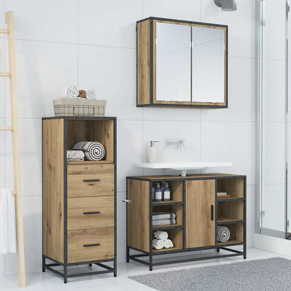 Badkamermeubelset 3 pcs artisanaal eikenkleurig 80 x 33 x 60 cm