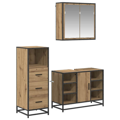Badkamermeubelset 3 pcs artisanaal eikenkleurig 80 x 33 x 60 cm
