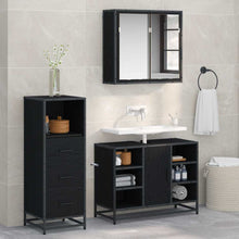 Badkamermeubelset met lade 3 pcs Zwart eiken 80 x 33 x 60 cm