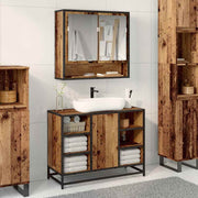 Badkamermeubelset oud hout 80x33x60 cm