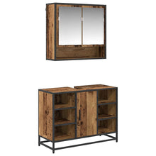 Badkamermeubelset met plank 2 pcs Oud Hout Bewerkt hout