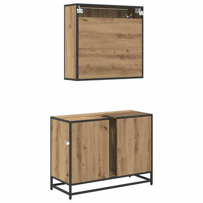 Badkamermeubelset met plank 2 pcs Artisan Eiken Bewerkt hout