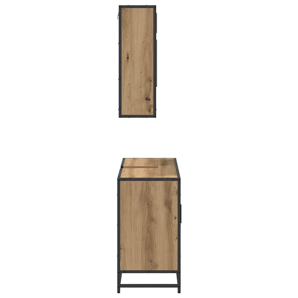 Badkamermeubelset met plank 2 pcs Artisan Eiken Bewerkt hout