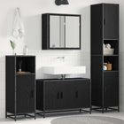 Bathroom furniture set with shelf 2 pcs Black Engineered wood