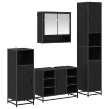 Badkamermeubelset met plank 4 pcs Zwart Eiken Bewerkt hout