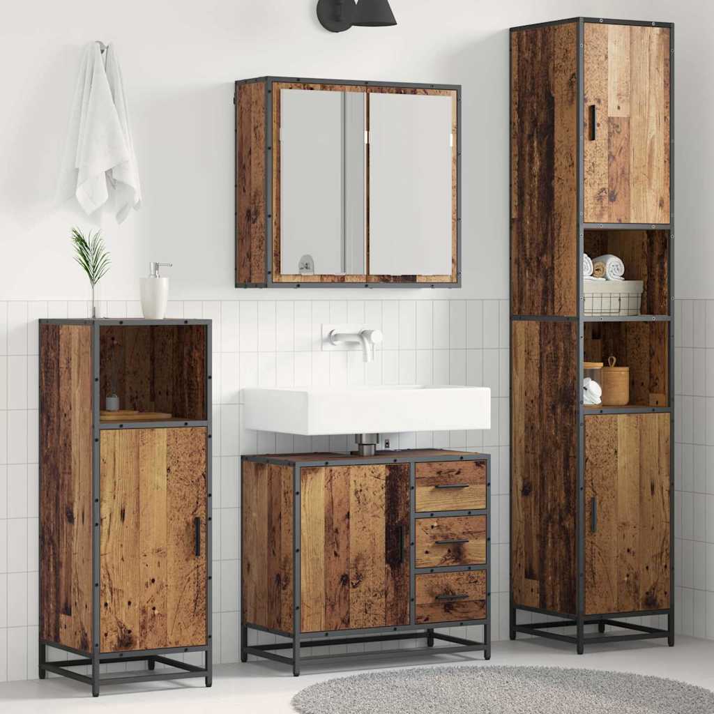 Badkamermeubelset met lade 3 pcs Oud Hout Bewerkt hout