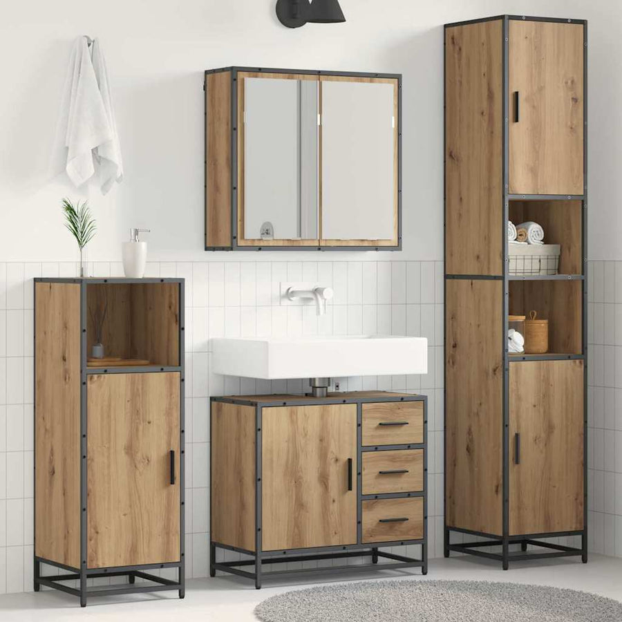 Badkamermeubelset met lade 3 pcs Artisan Eiken Bewerkt hout