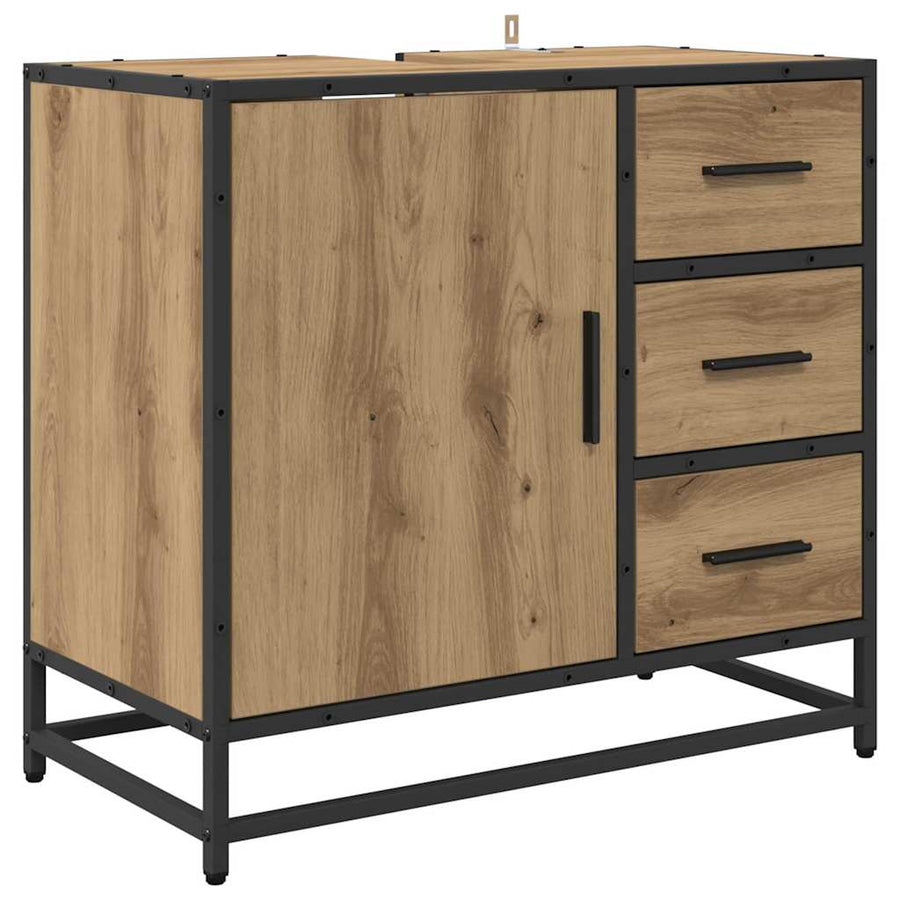 Badkamermeubelset met lade 3 pcs Artisan Eiken Bewerkt hout