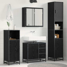Badkamermeubelset met lade 3 pcs Zwart eiken 65 x 33 x 60 cm