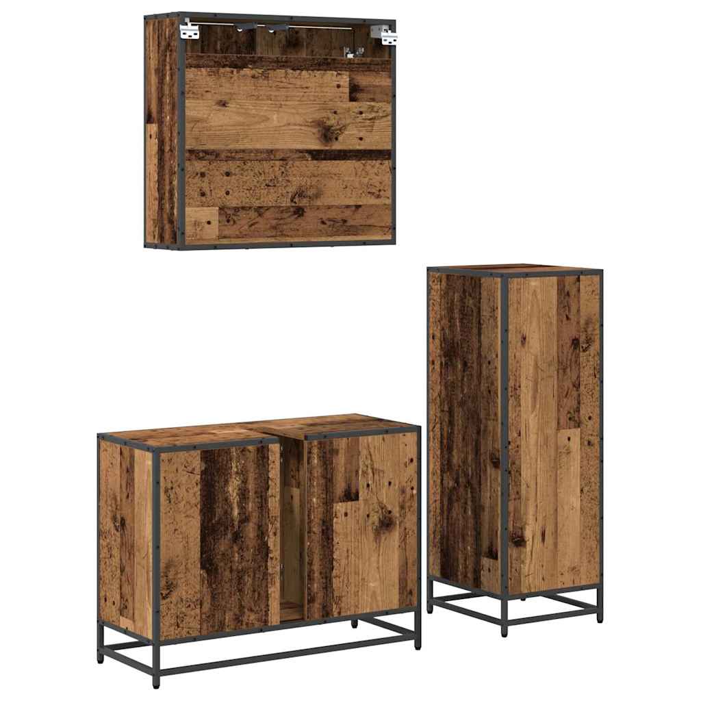 Badkamermeubelset 3 Pcs 80 X 33 X 60 Cm Bewerkt Hout Oud hout