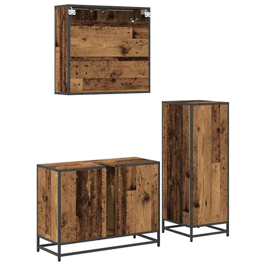 Badkamermeubelset 3 Pcs 80 X 33 X 60 Cm Bewerkt Hout Oud hout