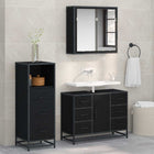Bathroom furniture set with drawer 3 pcs Black Oak Engineered wood