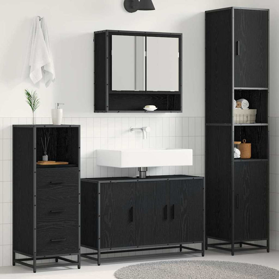 Badkamermeubelset met plank 3 pcs Oud Hout Bewerkt hout