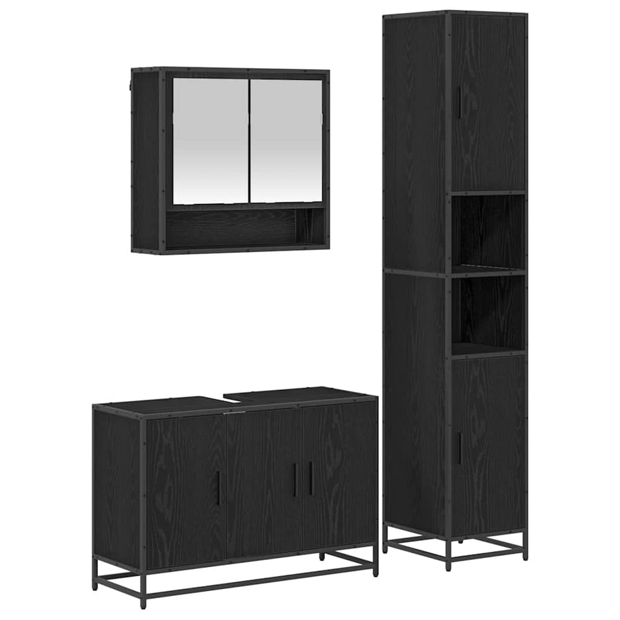 Badkamermeubelset met plank 3 pcs Oud Hout Bewerkt hout