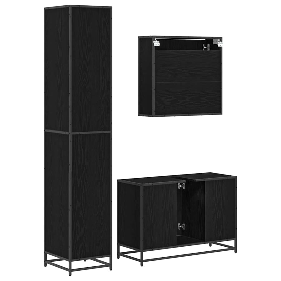 Badkamermeubelset met plank 3 pcs Oud Hout Bewerkt hout