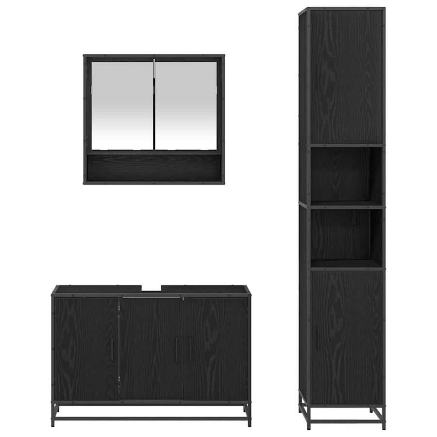 Badkamermeubelset met plank 3 pcs Oud Hout Bewerkt hout