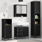 Bathroom furniture set with shelf 3 pcs Black Oak Engineered Wood