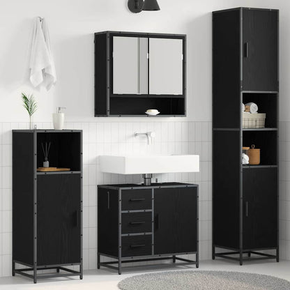 Badkamermeubelset met opslag 3 pcs Zwart eiken 90 x 33 x 60 cm