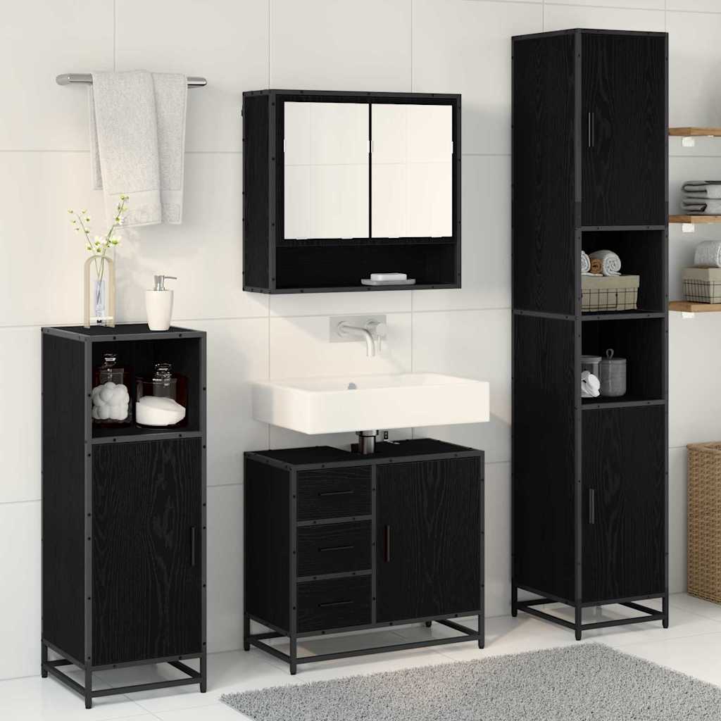 Badkamermeubelset met opslag 3 pcs Zwart eiken 90 x 33 x 60 cm