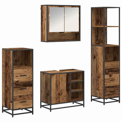 Badkamermeubelset met lade 4 pcs Oud Hout Bewerkt hout