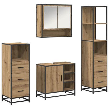 Badkamermeubelset met lade 4 pcs Artisan Eiken Bewerkt hout