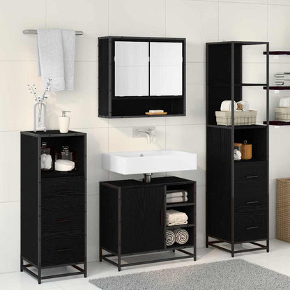 Badkamermeubelset met lade 4 pcs Zwart eiken 65 x 33 x 60 cm