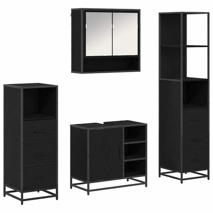 Badkamermeubelset met lade 4 pcs Zwart eiken 65 x 33 x 60 cm