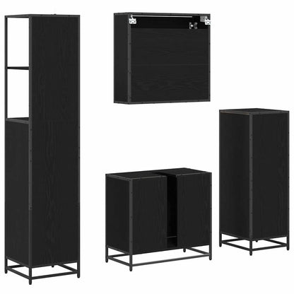 Badkamermeubelset met lade 4 pcs Zwart eiken 65 x 33 x 60 cm