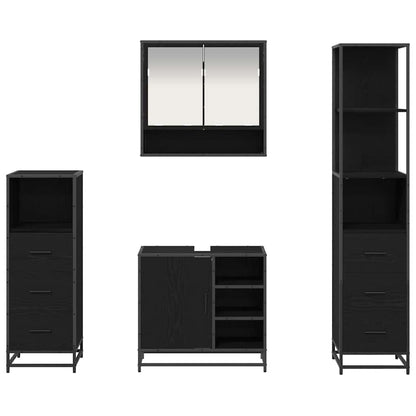 Badkamermeubelset met lade 4 pcs Zwart eiken 65 x 33 x 60 cm