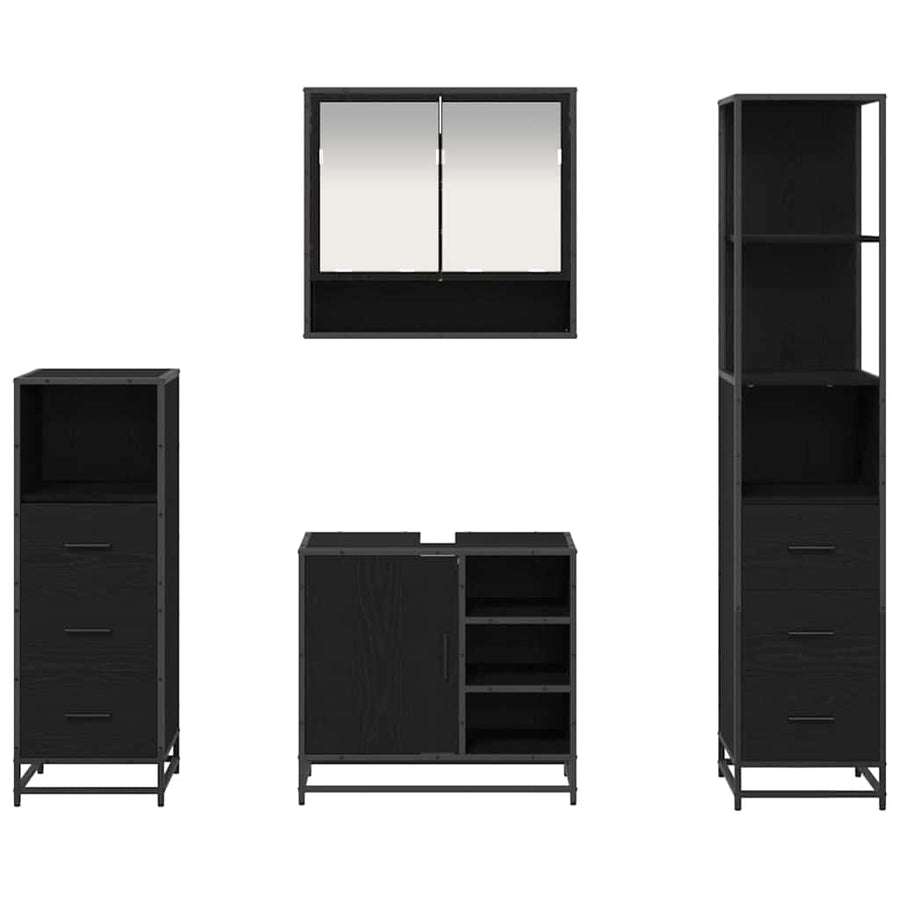 Badkamermeubelset met lade 4 pcs Zwart eiken 65 x 33 x 60 cm