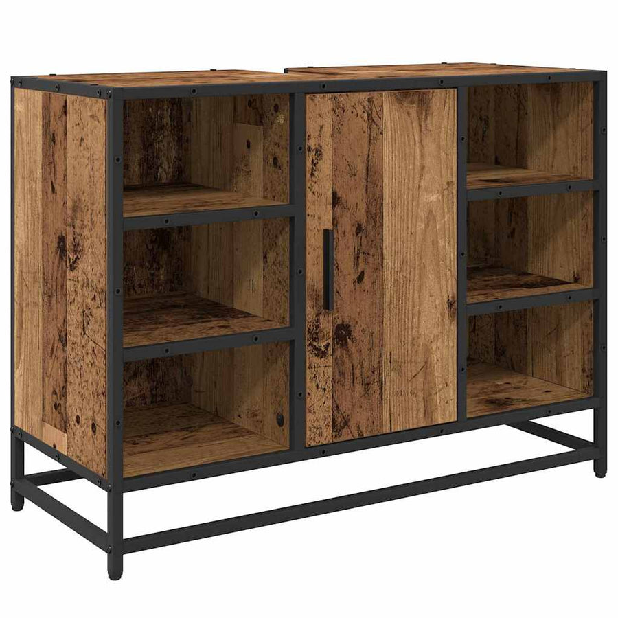 Badkamermeubelset 3 pcs Oud hout 80 x 33 x 60 cm Bewerkt hout