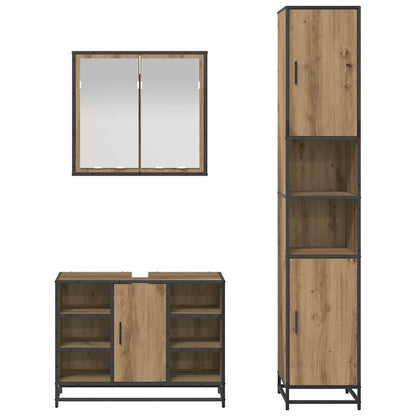 Badkamermeubelset Met Plank 3 Pcs Artisan Eiken Bewerkt Hout artisanaal eikenkleurig