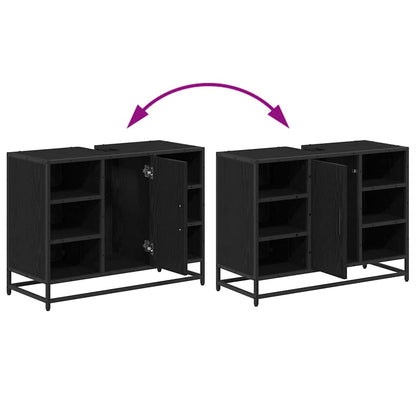 Badkamermeubelset met opslag 3 pcs Zwart eiken 80 x 33 x 60 cm