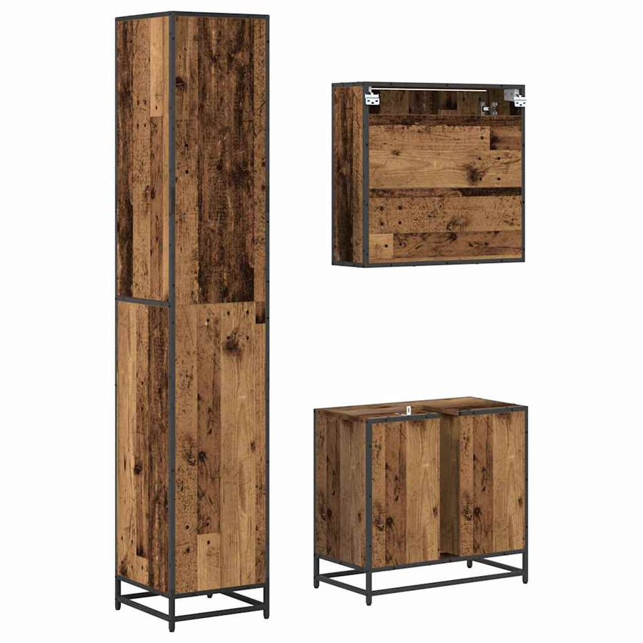 Badkamermeubelset met lade 3 pcs Oud Hout Bewerkt hout