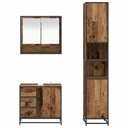 Badkamermeubelset met lade 3 pcs Oud Hout Bewerkt hout